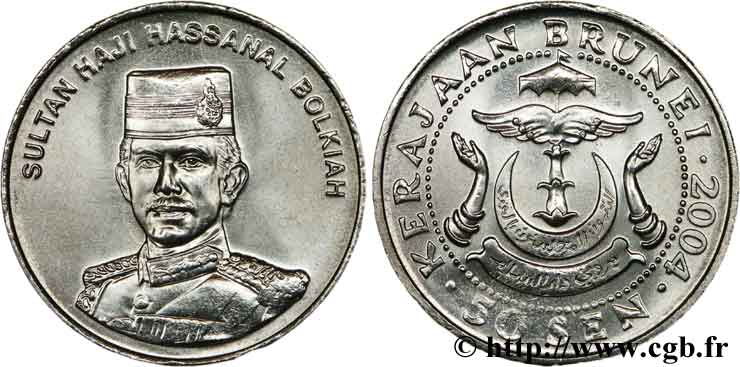 BRUNEI 50 Sen Sultan Hassanal Bolkiah I 2004  MS 