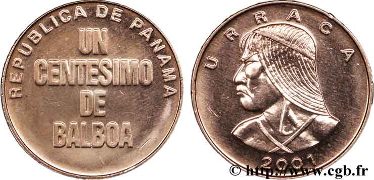 PANAMA 1 Centesimo Cacique indien Urraca 2001  MS 