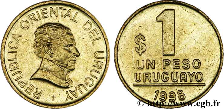 URUGUAY 1 Peso José Gervasio Artigas, libérateur de l Uruguay 1998 Santiago - S° SC 