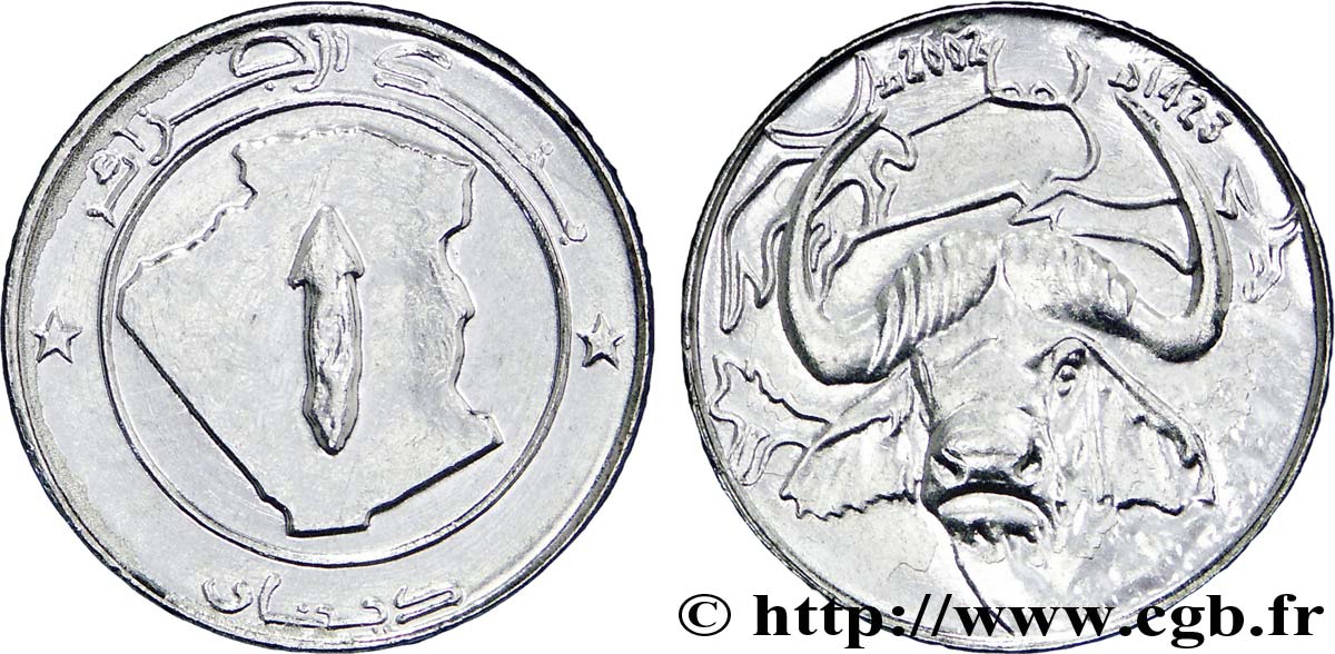 ALGERIEN 1 Dinar buffle an 1422 2002  VZ 