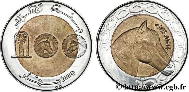ALGERIA 100 Dinars cheval an 1414 1993  MS 