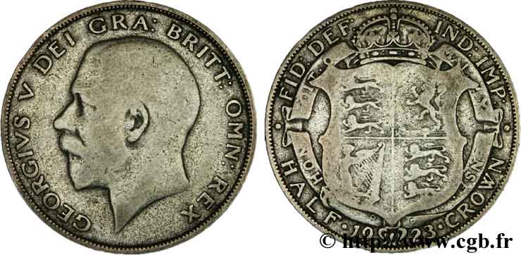 REINO UNIDO 1/2 Crown Georges V / blason 1923  BC 