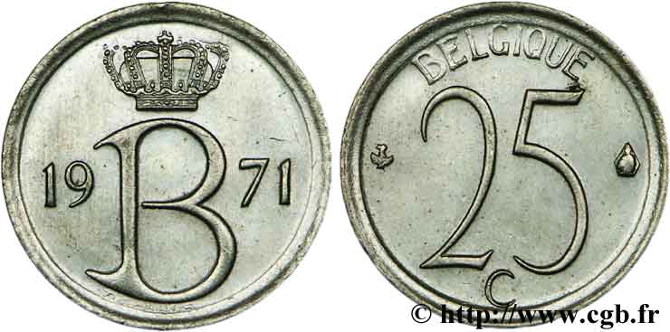 BELGIEN 25 Centimes légende française, frappe monnaie 1971  VZ 