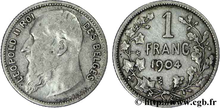 BÉLGICA 1 Franc Léopold II légende en français 1904  BC 