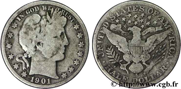 UNITED STATES OF AMERICA 1/2 Dollar type Barber 1901 San Francisco - S VF 