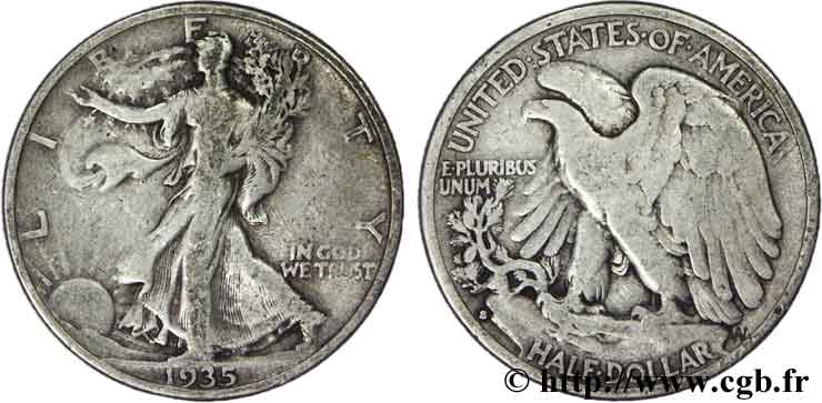 UNITED STATES OF AMERICA 1/2 Dollar Walking Liberty 1935 San Francisco - S VF 