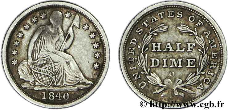 UNITED STATES OF AMERICA 1/2 Dime Liberté assise 1840 Nouvelle-Orléans - O VF 