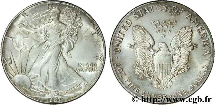 STATI UNITI D AMERICA 1 Dollar type Silver Eagle 1987 Philadelphie MS 