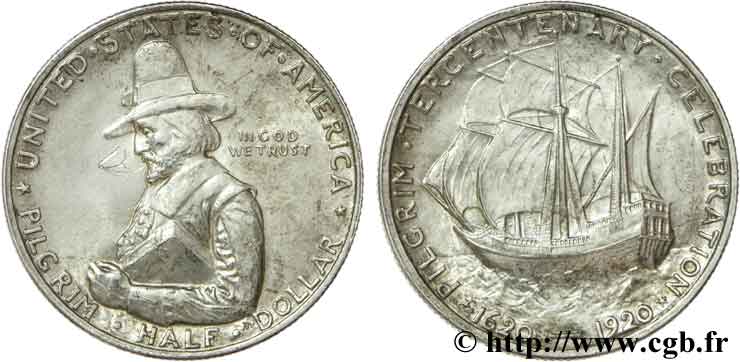 ESTADOS UNIDOS DE AMÉRICA 1/2 Dollar Tricentenaire de l’arrivée du Mayflower 1920 Philadelphie EBC 
