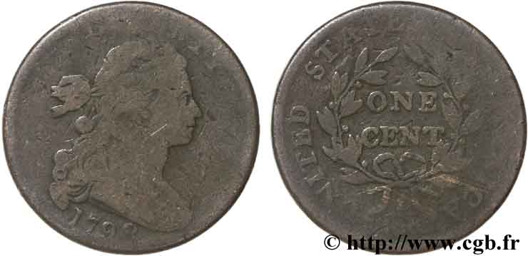 STATI UNITI D AMERICA 1 Cent type au buste drapé 1796-1807 1798  q.B 