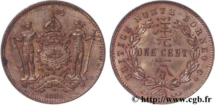 MALAYSIA 1 Cent, British North Borneo Company 1886 Birmingham MS65 