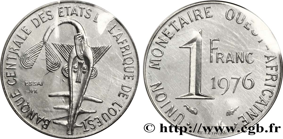 WEST AFRICAN STATES (BCEAO) Essai de 1 Franc 1976 Paris MS 