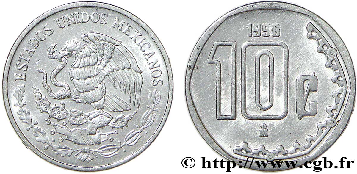 MEXICO 10 Centavos aigle 1998 Mexico AU 