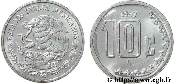MÉXICO 10 Centavos aigle 1997 Mexico SC 