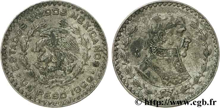 MÉXICO 1 Peso Jose Morelos y Pavon / aigle 1960 Mexico BC+ 