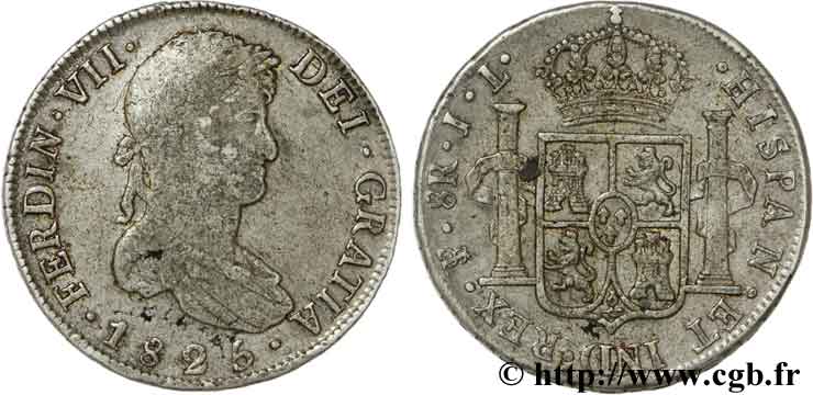 BOLIVIA 8 Reales Ferdinand VII d’Espagne  JL 1823 Potosi MB 