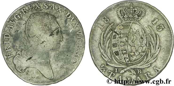 POLONIA 1/3 Talara Frédéric Auguste Roi de Saxe et Grand Duc de Varsovie 1813 Varsovie BC 