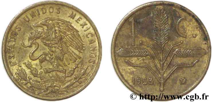 MEXICO 1 Centavo aigle 1953 Mexico AU 