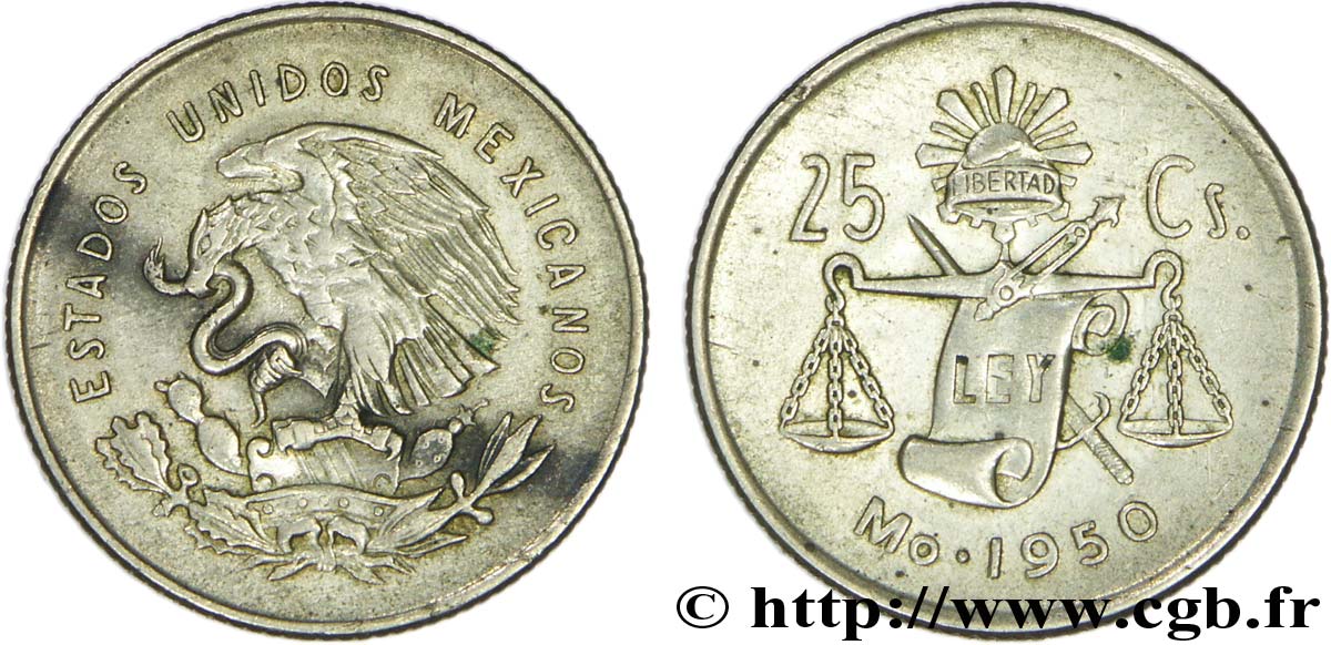 MÉXICO 25 Centavos aigle 1950 Mexico EBC 