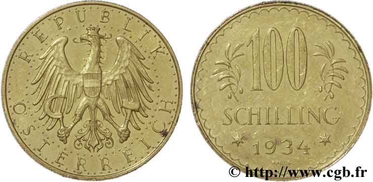 AUSTRIA 100 Schilling aigle 1934 Vienne AU55 