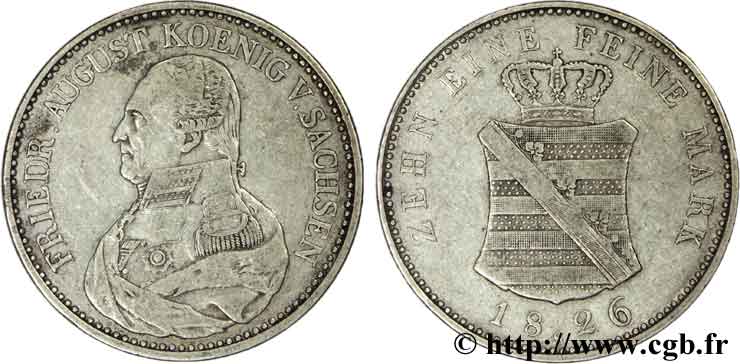 GERMANIA - SASSONIA 1 Speciestaler Frédéric-Auguste roi de Saxe en uniforme / blason 1826  BB 