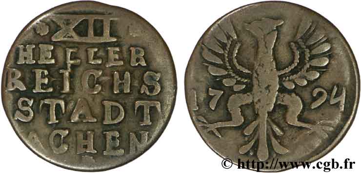 ALEMANIA - AQUIGRáN 12 Heller ville de Aachen aigle 1794  RC+ 
