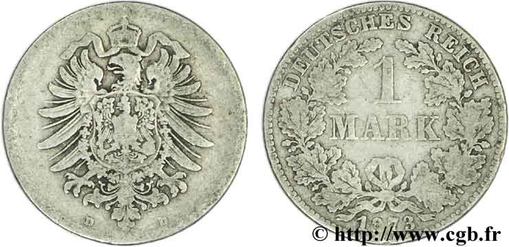 ALEMANIA 1 Mark Empire aigle impérial 1873 Munich - D BC+ 