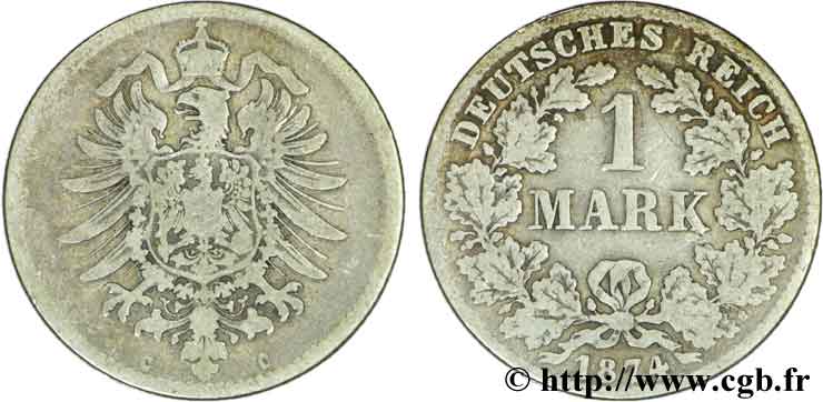 ALEMANIA 1 Mark Empire aigle impérial 1874 Francfort - C BC+ 