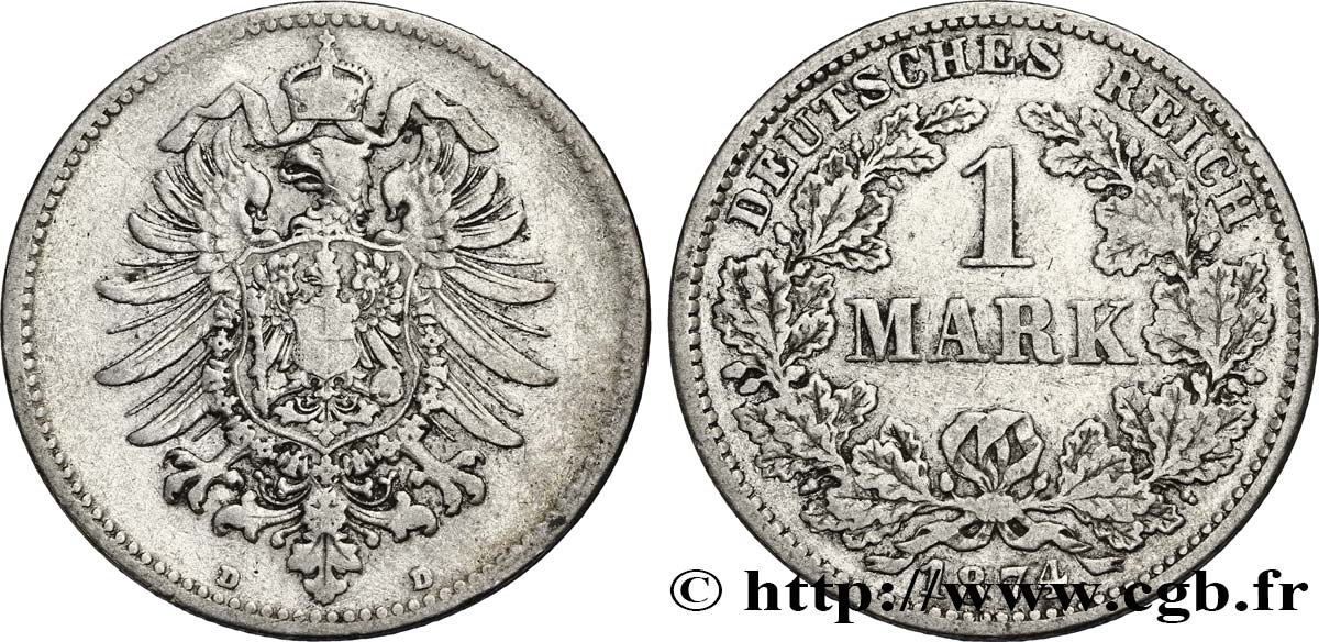 GERMANY 1 Mark Empire aigle impérial 1874 Munich - D XF 