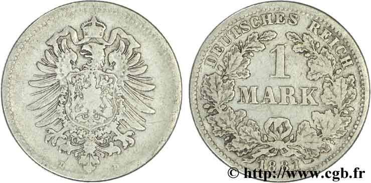 ALEMANIA 1 Mark Empire aigle impérial 1881 Munich - D BC+ 