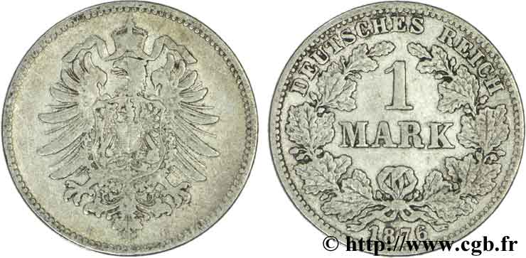 GERMANY 1 Mark Empire aigle impérial 1876 Francfort - C XF 