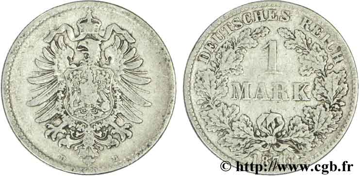 ALEMANIA 1 Mark Empire aigle impérial 1876 Munich - D BC+ 