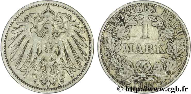 GERMANIA 1 Mark Empire aigle impérial 2e type 1893 Berlin BB 