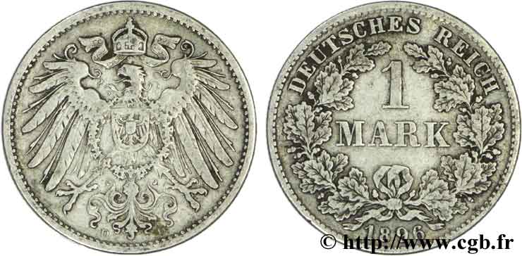 ALEMANIA 1 Mark Empire aigle impérial 2e type 1896 Munich - D MBC 