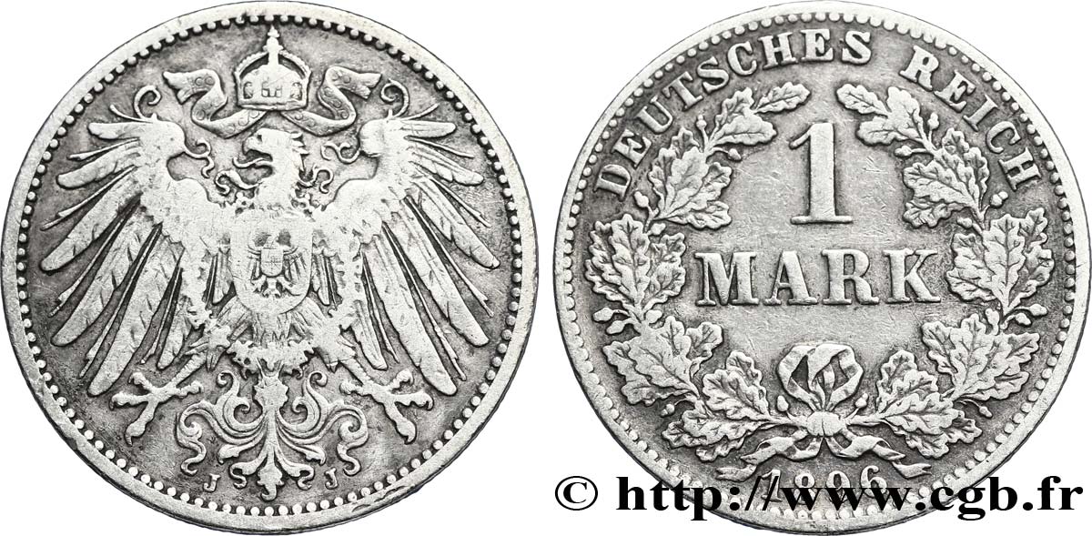 ALEMANIA 1 Mark Empire aigle impérial 2e type 1896 Hambourg - J MBC 