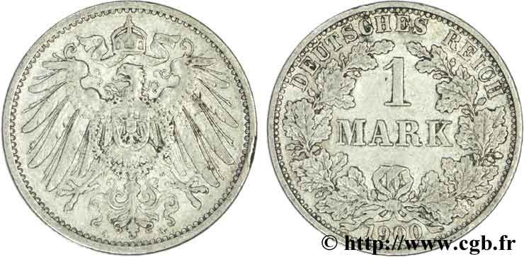 ALEMANIA 1 Mark Empire aigle impérial 2e type 1900 Berlin MBC 