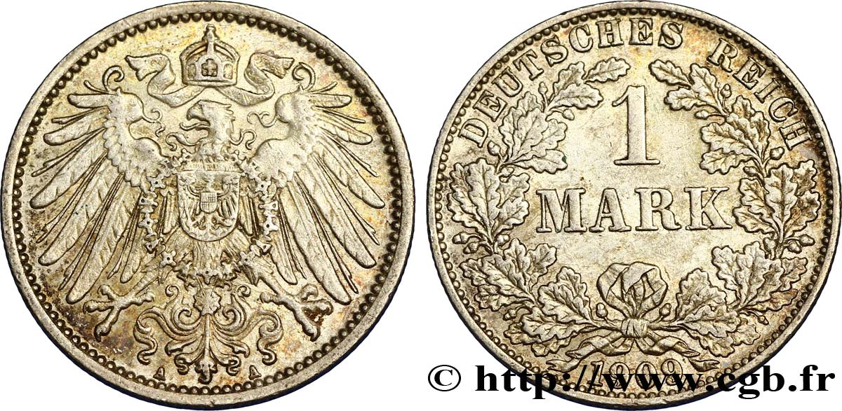 ALLEMAGNE 1 Mark Empire aigle impérial 2e type 1909 Berlin SUP 