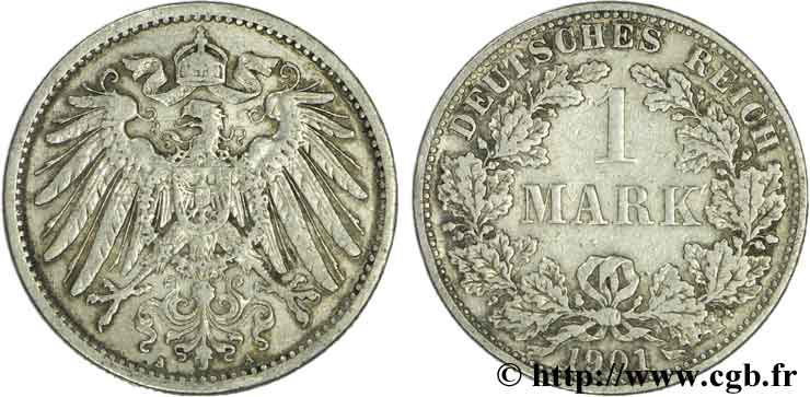 DEUTSCHLAND 1 Mark Empire aigle impérial 2e type 1901 Berlin fSS 