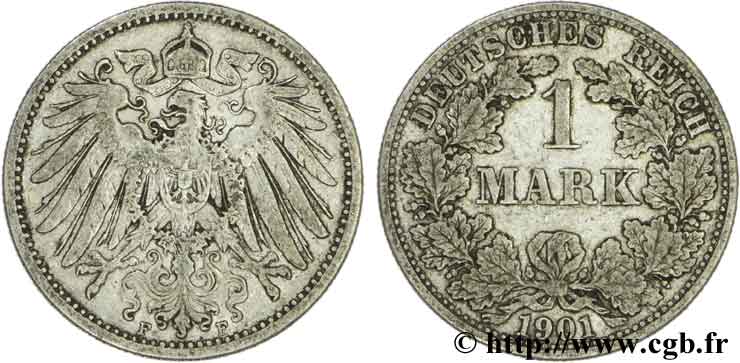 ALEMANIA 1 Mark Empire aigle impérial 2e type 1901 Stuttgart - F MBC 