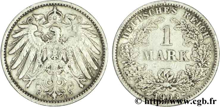 DEUTSCHLAND 1 Mark Empire aigle impérial 2e type 1903 Muldenhütten - E SS 