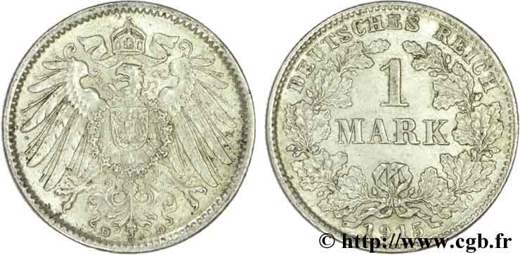 DEUTSCHLAND 1 Mark Empire aigle impérial 2e type 1915 Munich - D VZ 