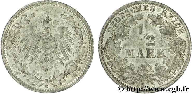 ALEMANIA 1/2 Mark Empire aigle impérial 1915 Munich - D EBC 