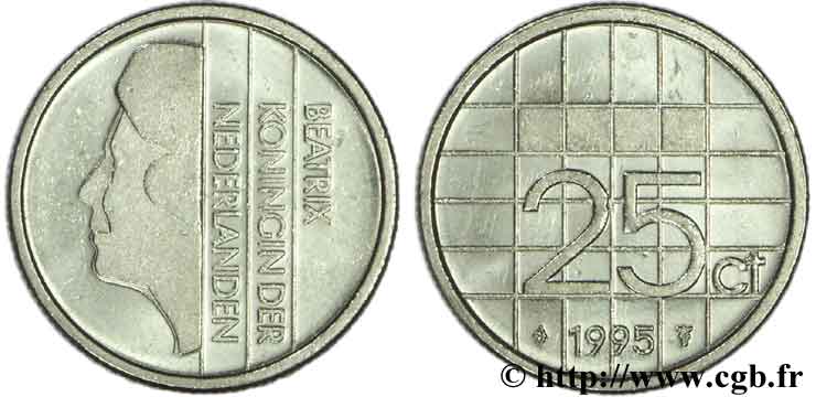 NETHERLANDS 25 Cents BE reine Béatrix 1995  MS 