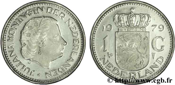 NETHERLANDS 1 Gulden BE reine Béatrix 1979  AU 