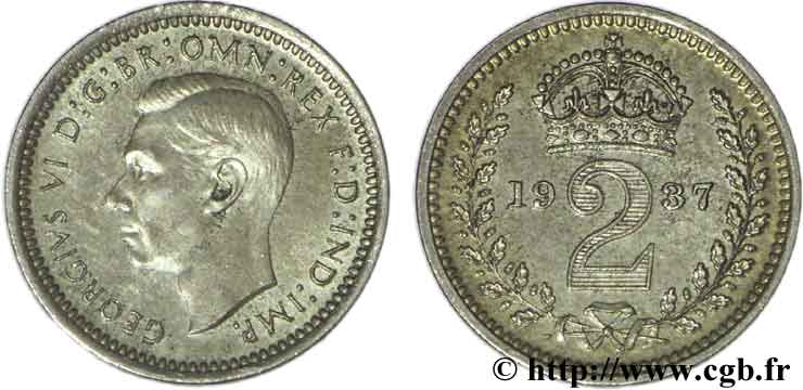 UNITED KINGDOM 2 Pence Georges VI  1937  MS 