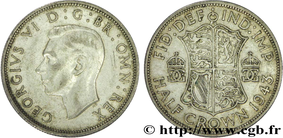 REINO UNIDO 1/2 Crown Georges VI 1943  BC+ 