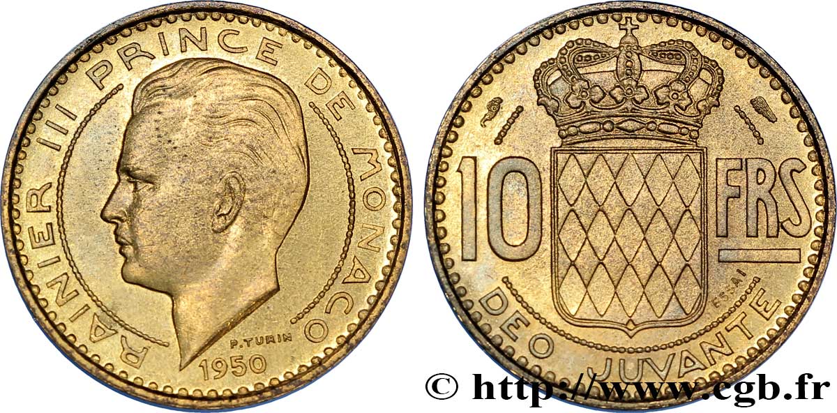 MONACO Essai de 10 Francs prince Rainier III 1950 Paris SC 