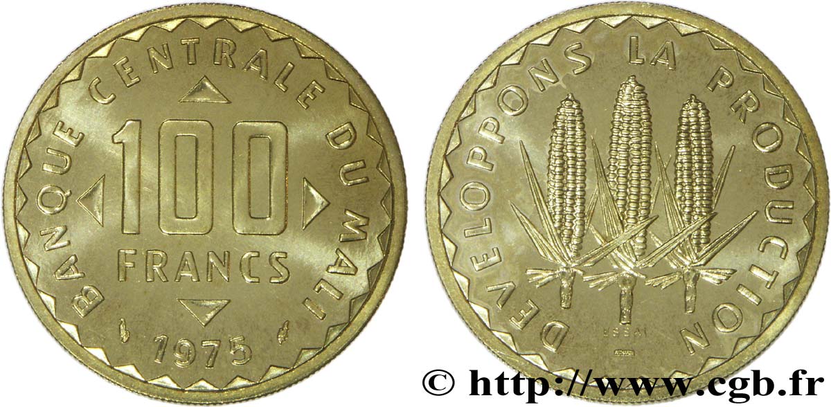 MALI Essai 100 Francs épis de mais 1975 Paris MS 