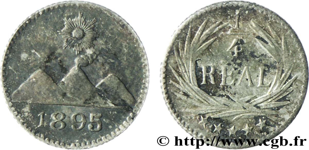 GUATEMALA 1/4 Real 1896  AU 
