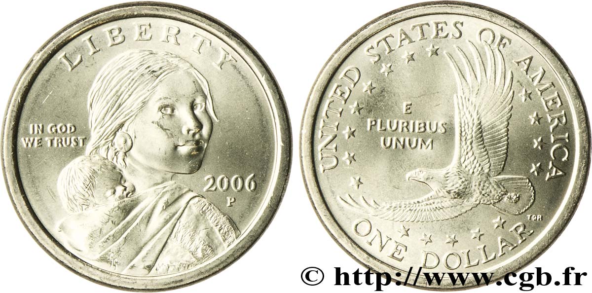 STATI UNITI D AMERICA 1 Dollar Sacagawea, la guide indienne Sacagawea portant son enfant / aigle 2006 Philadelphie - P MS 